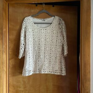 Christopher & Banks Crochet Laced Top with attached silk tank top